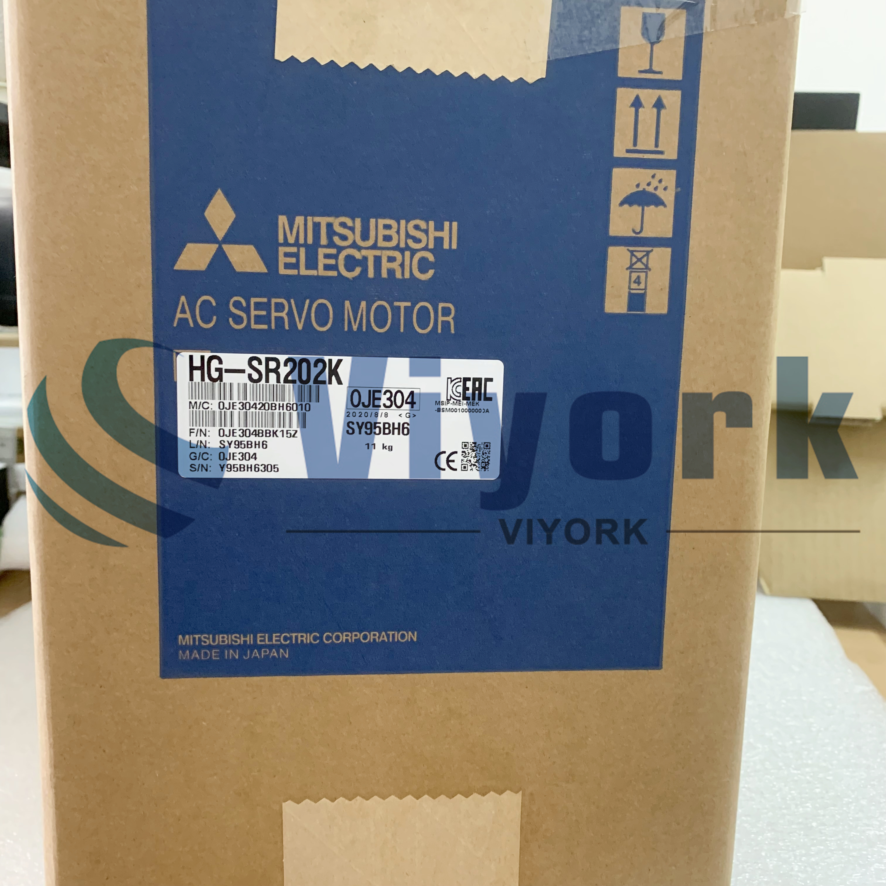 Mitsubishi HG-SR202BK AC SERVO MOTOR 2.0KW 2KRPM W/KEY/BRAKE NEW