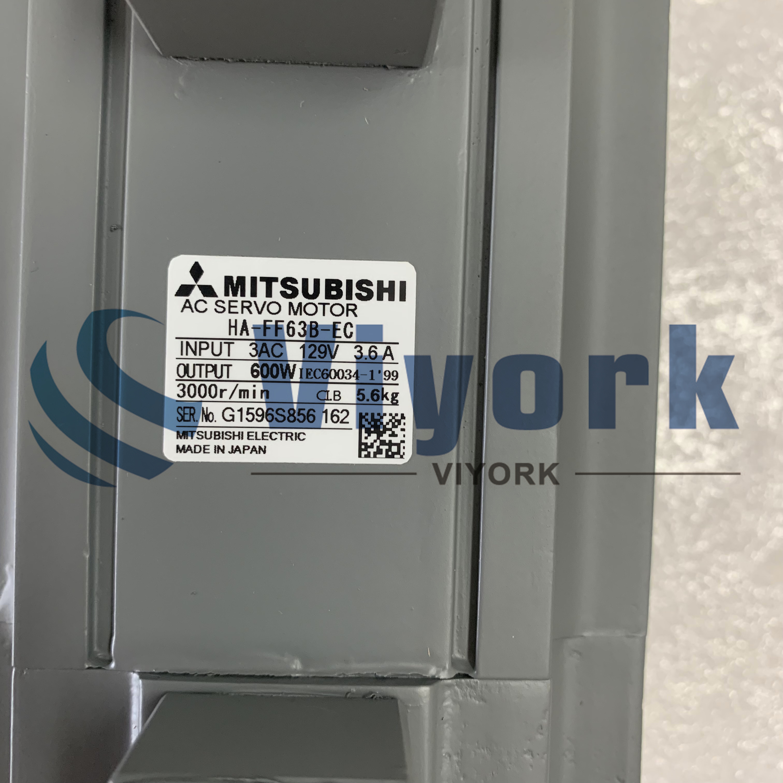 Mitsubishi HA-FF63B-EC AC SERVO MOTOR 3.6AMP 600W 3000RPM 129V NEW