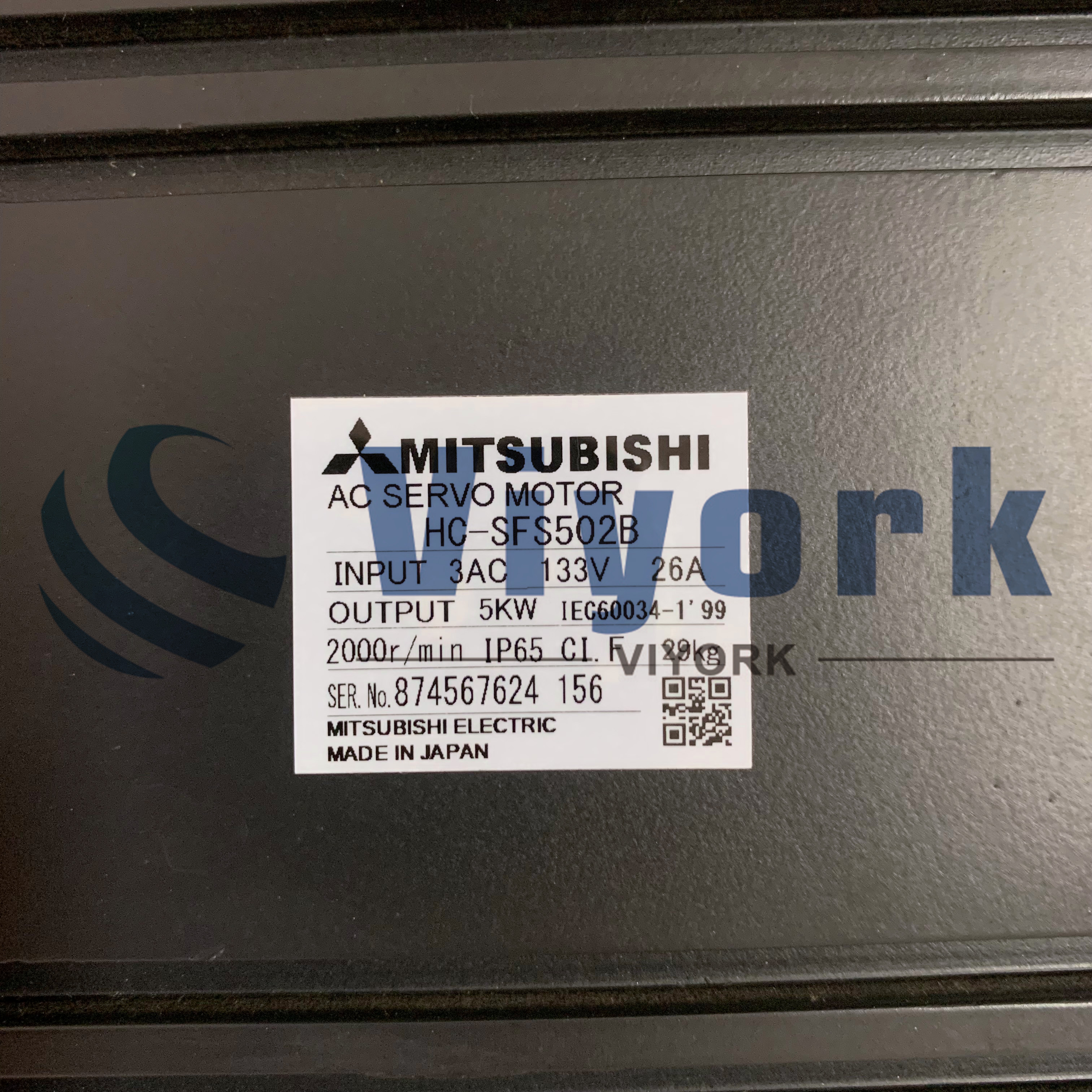 Mitsubishi HC-SFS502B AC SERVO MOTOR 2000RPM 200 VAC 50/60HZ 5KW WITH BRAKE NEW