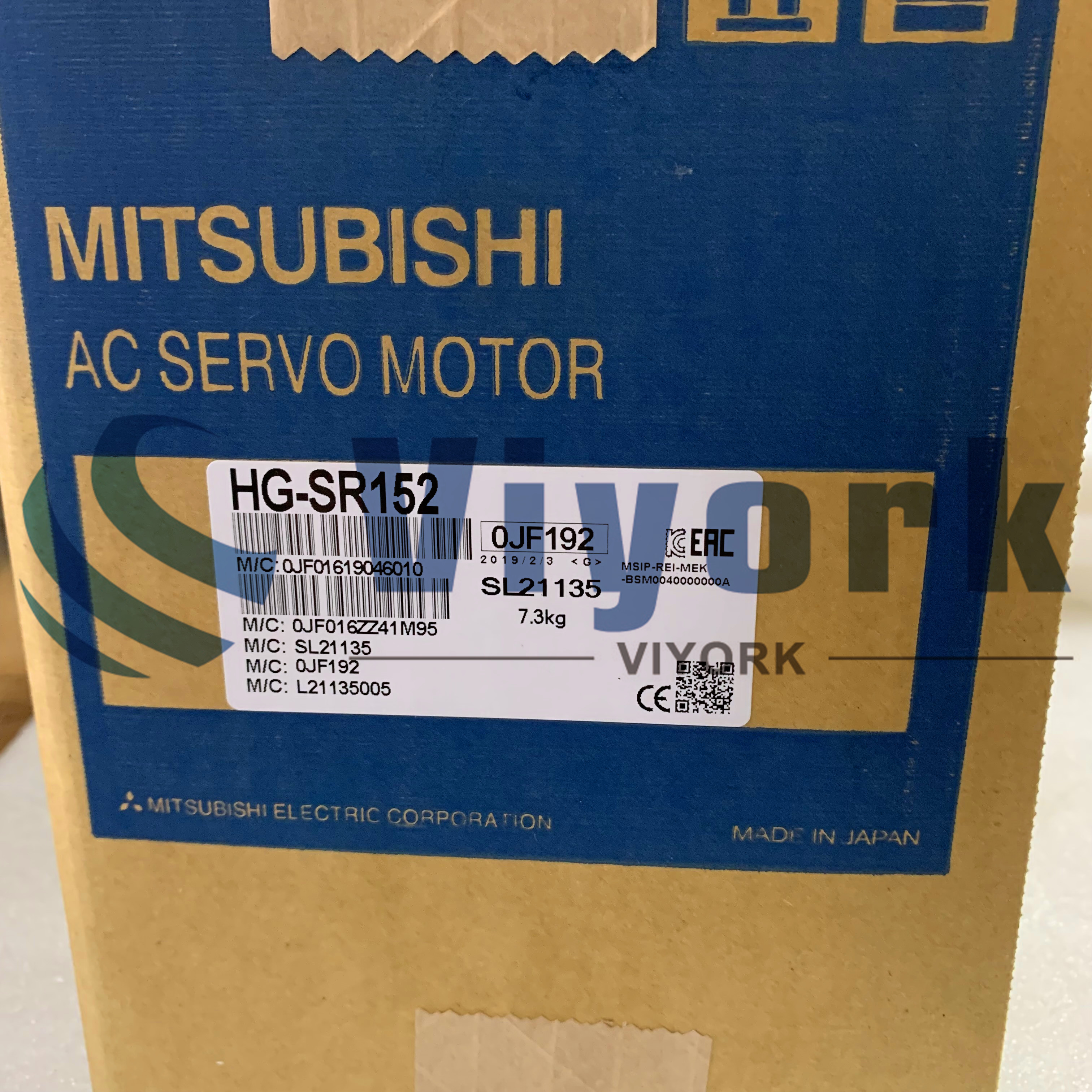 Mitsubishi HG-SR152 AC SERVO MOTOR 1.5KW 7.2NM 200VAC 9.4AM BRAKE 2000RPM NEW