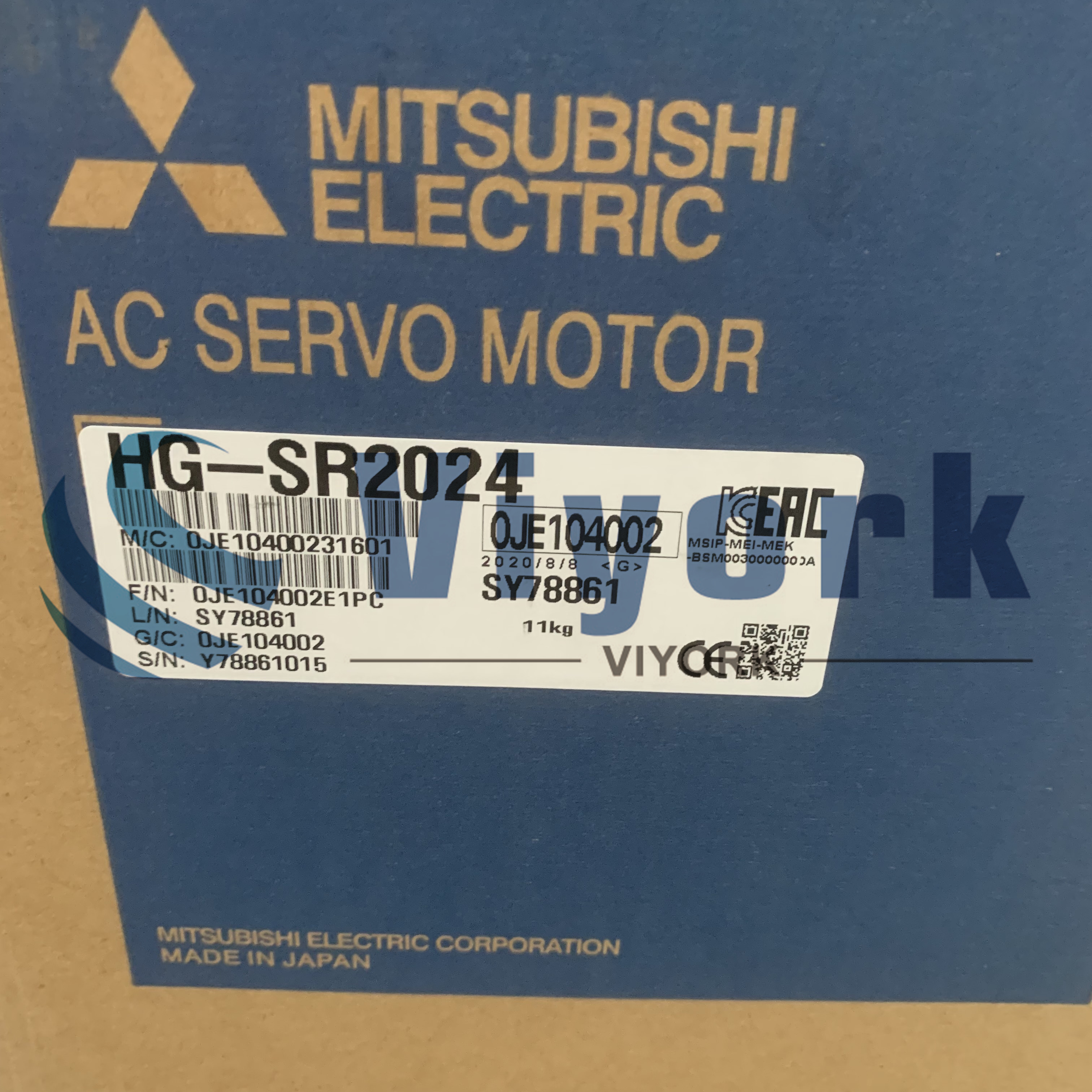 Mitsubishi AC SERVO MOTOR HG-SR2024 2KW 2000R/MIN 400V CLASS NEW