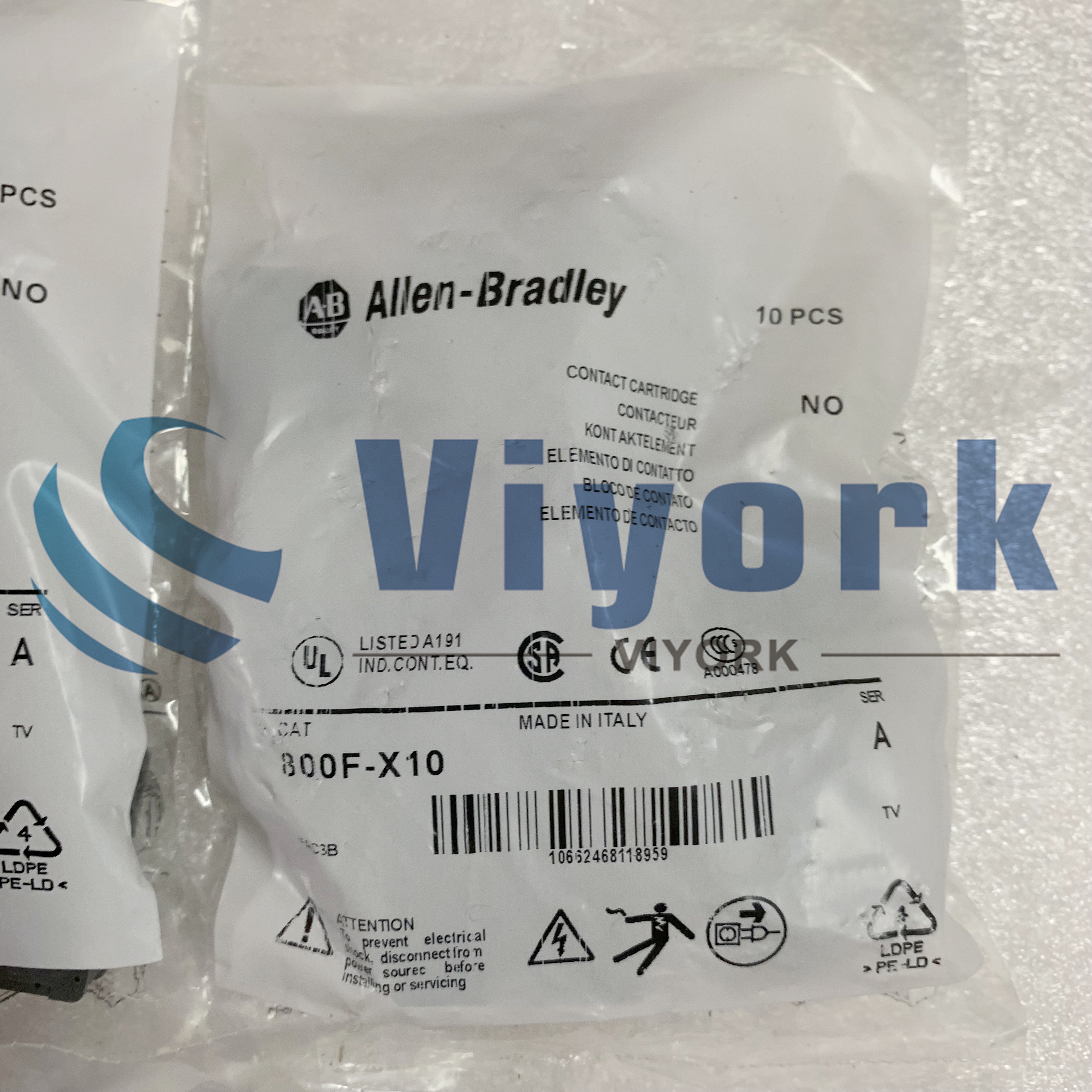 ALLEN BRADLEY 800F-X10 10 UNITS FOR A BAG CONTACT BLOCK LATCH NOT INCLUDED NEW