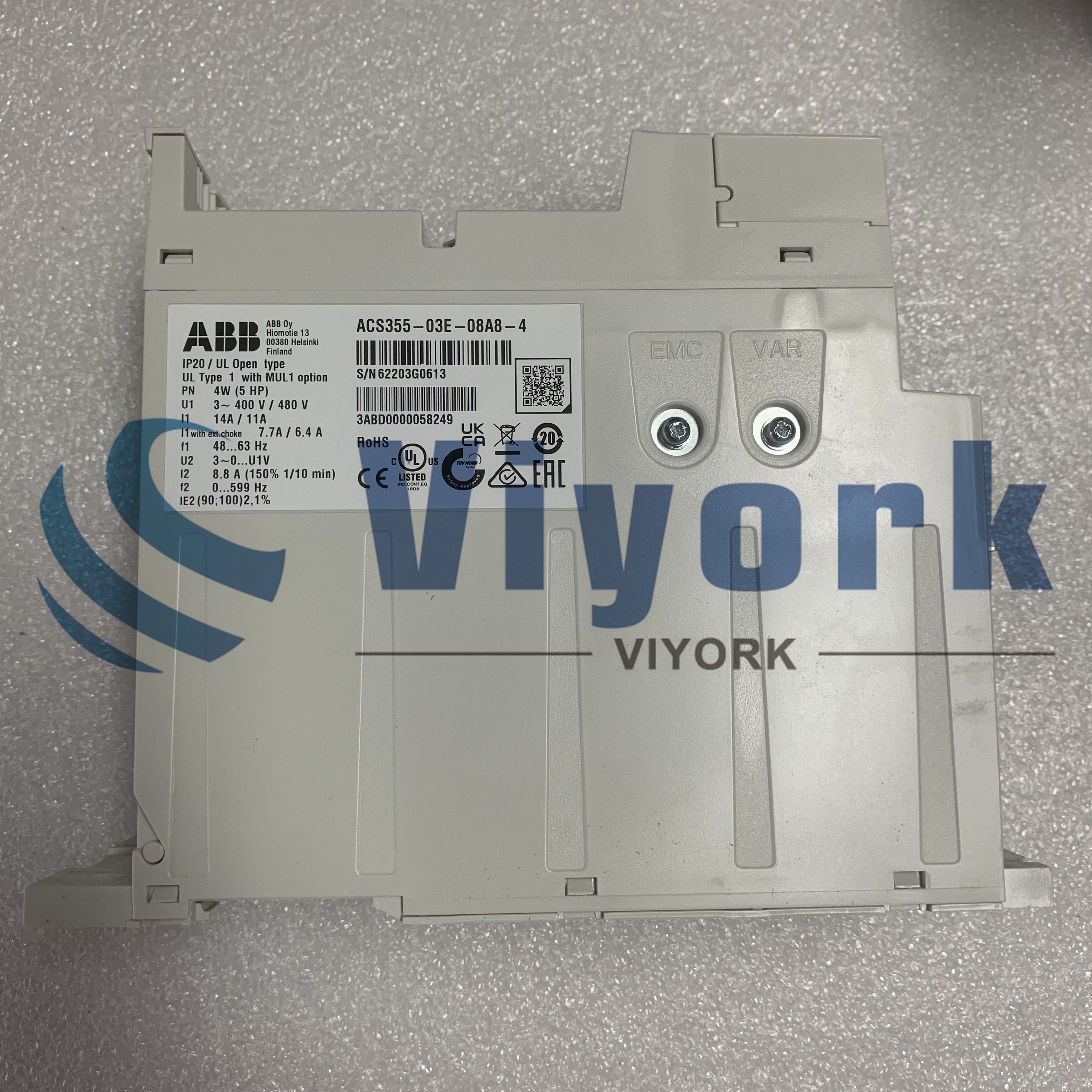 ABB ACS355-03E-08A8-4 AC DRIVE ACS355 LOW VOLTAGE EMC FILTER CONNECTED NEW
