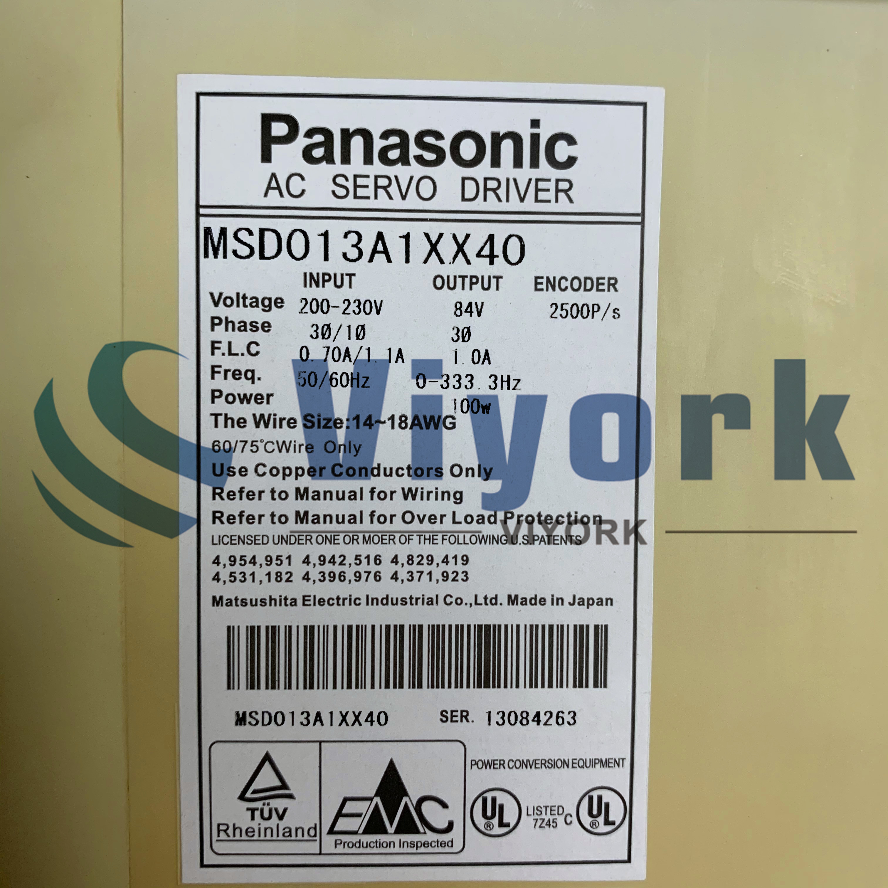 Panasonic MSD013A1XX40 SREVO DRIVE NEW