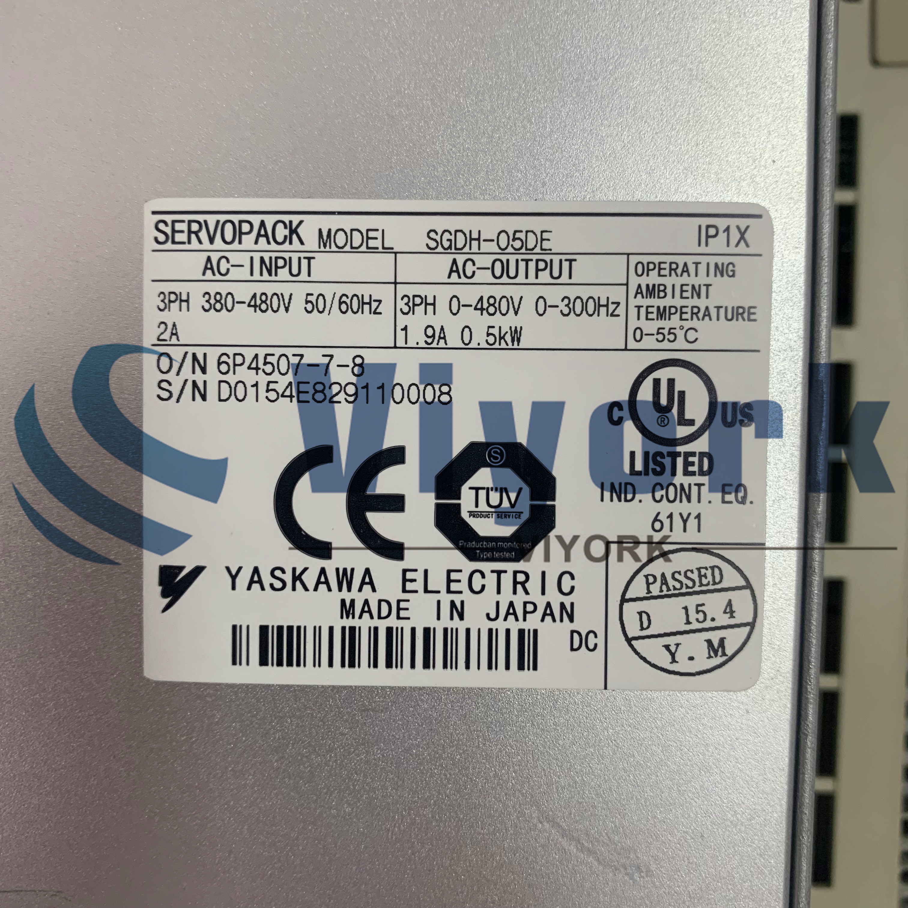 Yaskawa SGDH-05DE SERVO AMPLIFIER 0.5KW / 0.67HP 3PHASE 380/480VAC 1.9AMP NEW