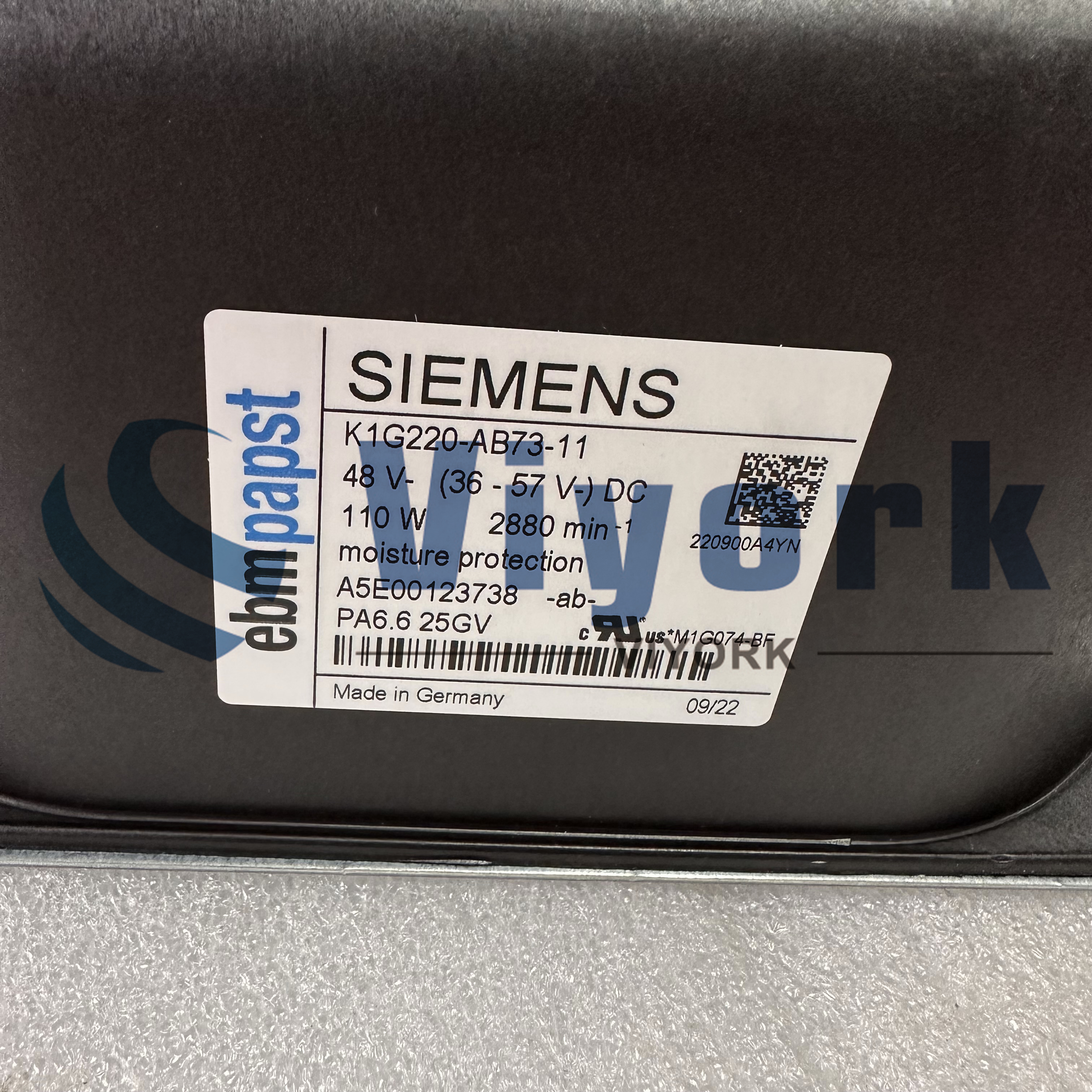 Siemens K1G220-AB73-11 FAN 110 W 2880 RPM 48VDC