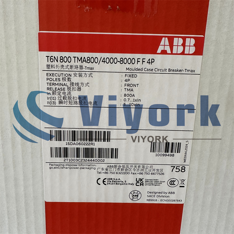 ABB 1SDA060222R1 CIRCUIT BREAKER T6N 800 TMA8004000-8000 F F 4P NEW